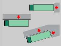 При погрузочно-разгрузочном фронте с рампой существуют три способа постановки машин для погрузки
